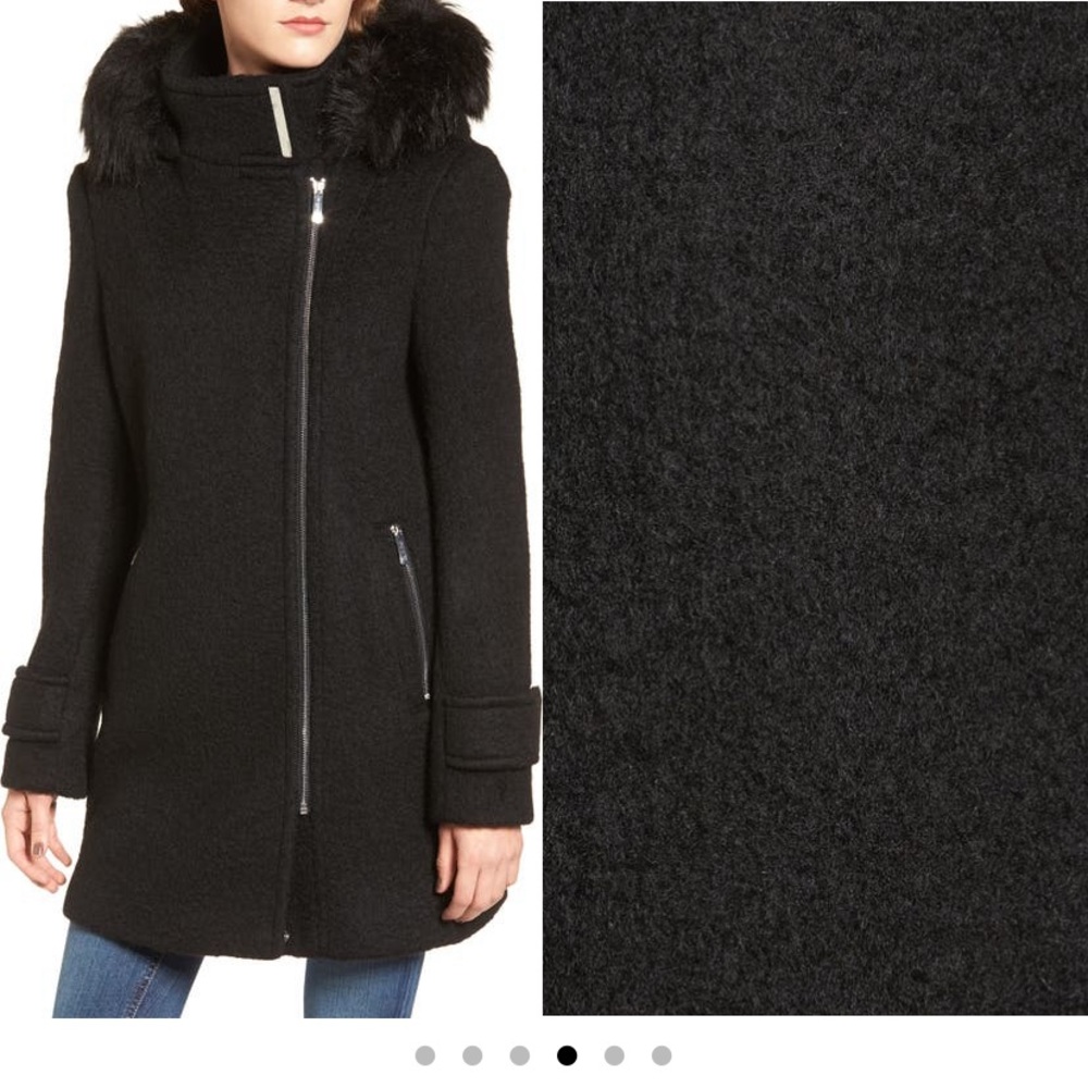 Calvin Klein Hooded Wool Blend Jacket with Faux Fur Trim - M - never wor…